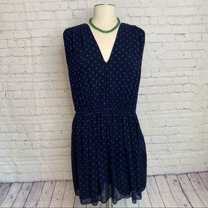 NWOT BURBERRY BRIT navy blue riva silk dot dress